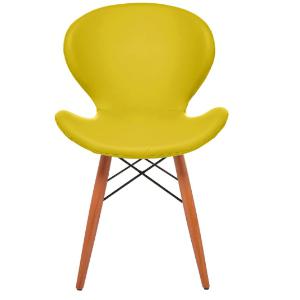 Aykan Ofis Renda Sarı Sandalye-Doğal Ahşap Ayaklı