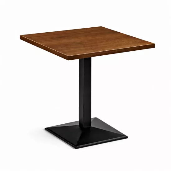 Metal Ayaklı Cafe Masası | Ceviz MDF Tabla, Siyah Metal Ayak