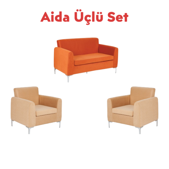 Aida Kanepe Seti | 1 İkili ve 2 Tekli Koltuk Takımı