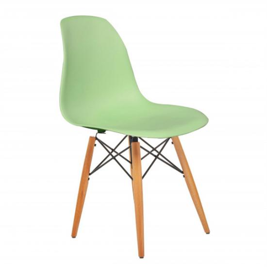 Aykan Ofis Shine Yeşil Sandalye-Doğal Ahşap Ayaklı