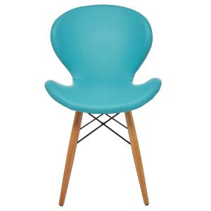 Aykan Ofis Renda Mavi Sandalye-Doğal Ahşap Ayaklı