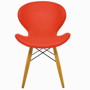 Aykan Ofis Renda Turuncu Sandalye-Doğal Ahşap Ayaklı