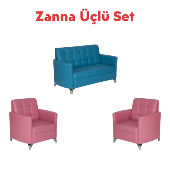 Zanna Kanepe Seti | 1 İkili ve 2 Tekli Koltuk Takımı